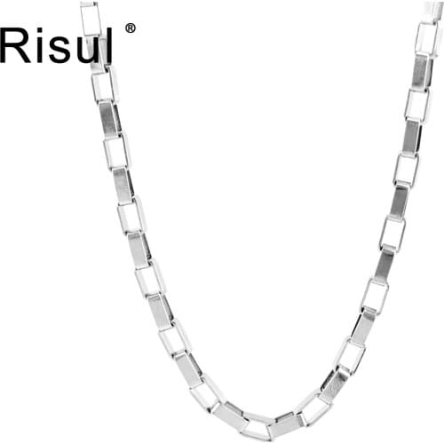 Risul 4mm Long Box Chain Fashion Style for Men thick box Necklace Shiny Stainless steel Chains Mens diy Jewelry single piece