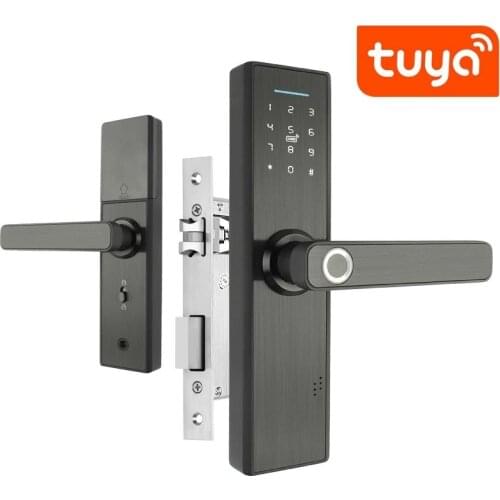 Smart lock Wifi Electronic Door Lock With Tuya APP Remote / Biometric Fingerprint / Smart Card / Password / Key Unlock FG5 Plus