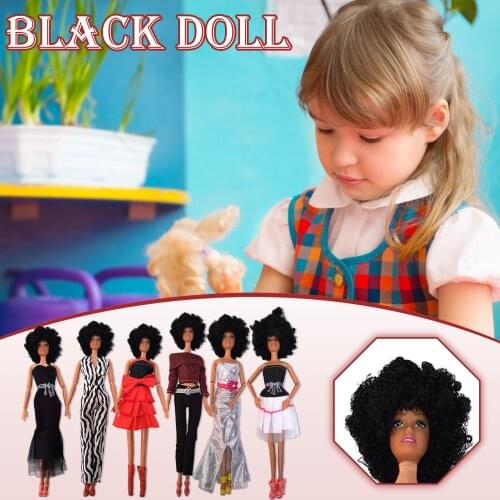 Action Figures Black Girl Dolls African American Play Dolls Lifelike 35cm Baby Play Dolls Figurines Products Figures