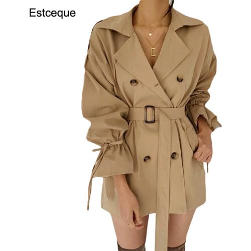 Estceque Women's Double Breasted Trench Coats