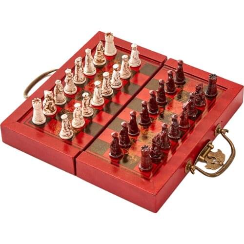 Classic Chinese Terracotta Warriors Wooden Chessboard Puzzle Cartoon Characters Chess Board Game Teenager Adult Birthday Gift