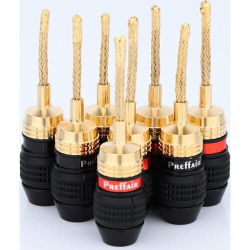 8Pcs Preffair BA1465 New Speaker 2mm Pin Copper Wire Braided Banana Plugs Connector HIFI Speaker Cable Plug