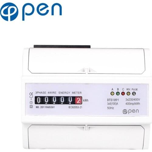 400V 5-100A 3 Phase 4 wire Energy Counter Mechanical KWH DIN Rail Meter