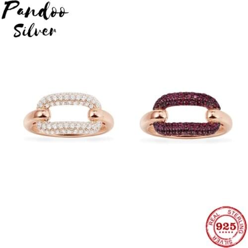 Fashion Charm Silver Plated Copy 1:1 Replica,White Chain Link Burgundy Chain Link Ring Luxury Jewelry Gift