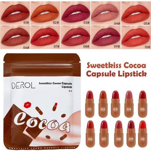 10PCS Matte Lipstick Set Mini Capsule Lipstick Waterproof Non-Stick Lip Stick Gift for Girls Women Lip Makeup