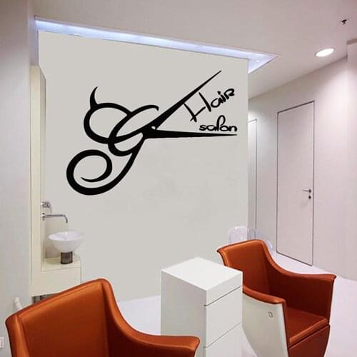 Hair Salon Sign Wall Window Decal Sticker Creative Hair Tools Scissors Barber Shop Posters Wall Stickers Removable P342
