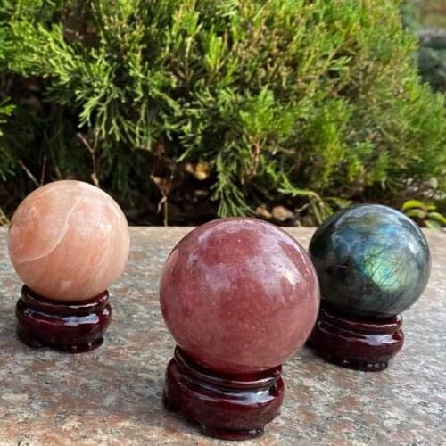 1PC Spherical Natural Crystal Chandelier Lens Ball Stand For Photography Decorative Home Decoration Ball Point Healing The