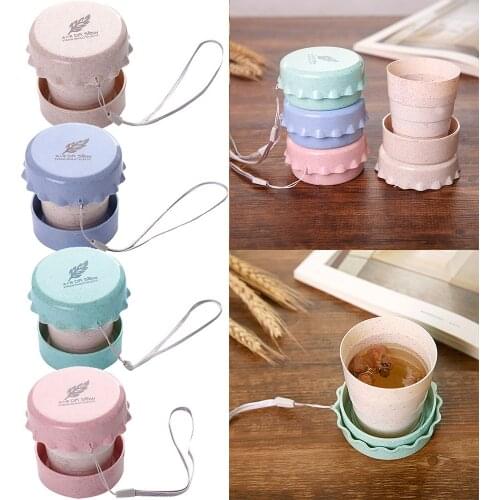 Portable Straw Wheat Plastic Telescopic Drinking Collapsible Folding Cup Travel Camping Convenient Easy To Carry Travel Bottle