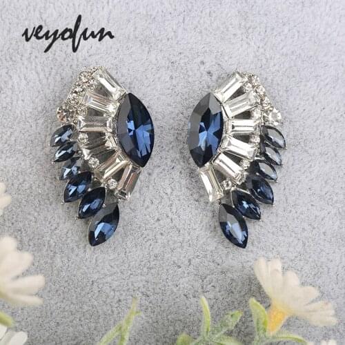 Veyofun Trendy Fan-shaped Crystal Symmetric Stud Earrings for Women Fashion Jewelry Wholesale New 2020