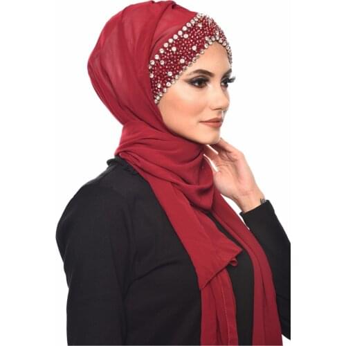 Muslim bubble chiffon hijab scarf women solid color soft long shawls and wraps Islamic Islamic scarf ladies hijabs with