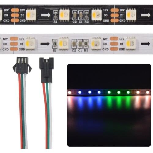 Hot 5M P8 DC12V SK6812 RGBW RGBWW 60LEDs/m 5050 SMD Flexible LED Light Strip IP20 IP65 IP67 White/Black PCB 1 IC driver 3 leds