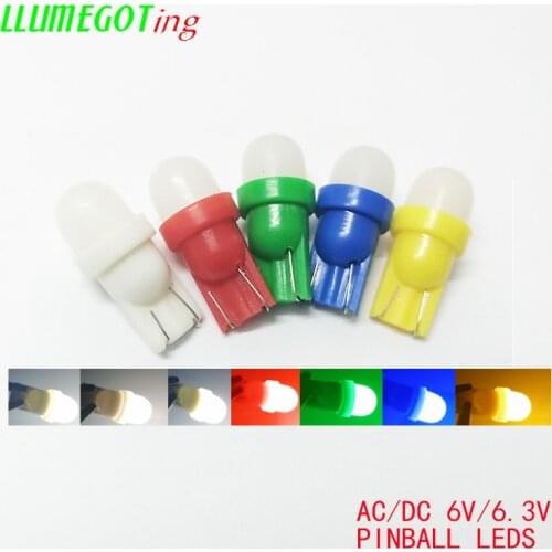 50pcs Milk White Dome 194 T10 #555 Wedge 1x SMD5050 Non Polarity Various Color AC DC 6V 6.3V Pinball Game Machine Led Bulbs