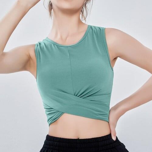 Sweatshirt Women Sports Vest With Chest Pad Summer Professional Running Training Fitness Sleeveless T-Shirt Outer Wear Yoga Top