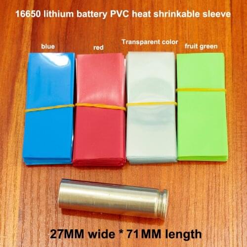 100pcs/lot 16650 lithium battery PVC heat shrinkable tube Battery skin shrink film battery sleeve heat shrinkable sleeve
