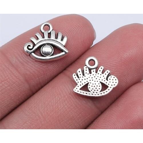 WYSIWYG 20pcs 12x13mm Antique Silver Color Eye Charms Pendant For Jewelry Making DIY Jewelry Findings