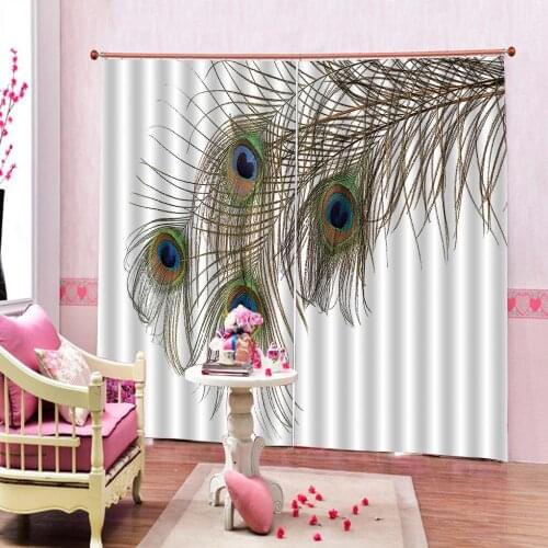 Curtain office Bedroom 3D Window Curtain Luxury living room decorate Cortina peacock curtains for bedroom