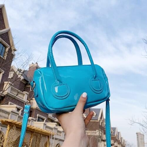 Women Solid Color Handbags 2021 Fashion Glossy Pu Leather Shoulder Bags Luxury Designer Ladies Crossbody bag sac de luxe Purses