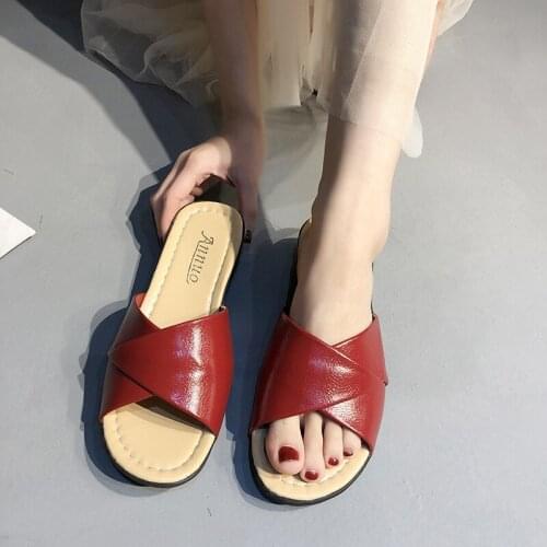 Thick Bottom Low Heel Woman Slippers 2021 Summer Shoes Weave Open Toe Fashion Sandals Women Heels Casual Cross Straps Shoes