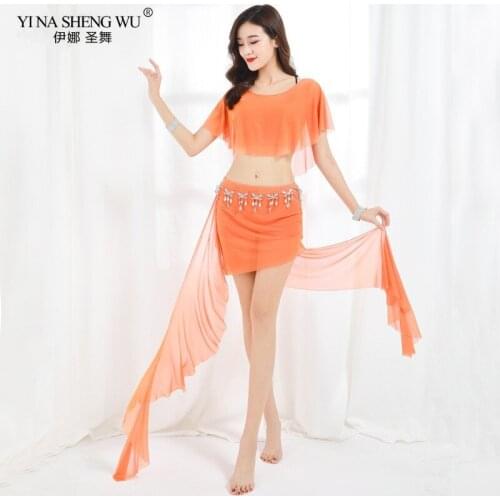 2Pcs Set Belly Dance Costumes Top Skirt For Women Belly Dance Clothing Dance Practice Stage Performance Costume Women 5 Colors