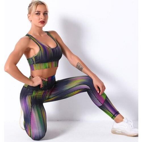 Digital Printing Women Yoga Suit Push Up Bra Leggings sets Gym Clothing Women Tracksuit Quick Dry Running workout Sportswear