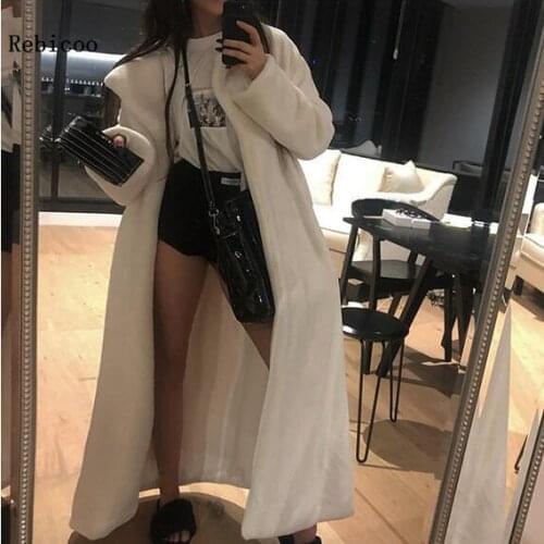 Winter High Quality Thick Warm Coats Female tops plush Jacket Women Luxury Christmas party long Fur Coat Elegant Overcoat