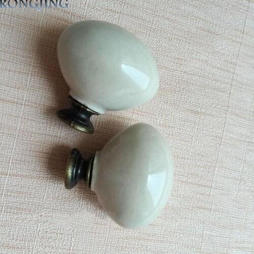10pcs Egg-shaped Ceramic Knobs Kids Cabinet Knob Cupboard Handles Procelain Kitchen Knobs Handles Rural Furniture Drawer Pulls