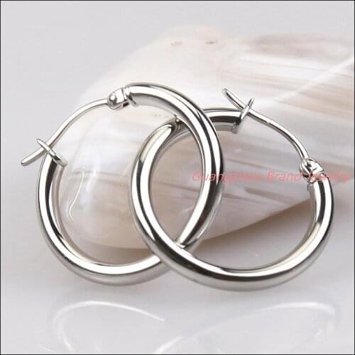 19/40/68mm New Fashion Womens Mens Jewelry 316L Stainless Steel Silver color Round Hoop Earrings High Quality Lowest Price