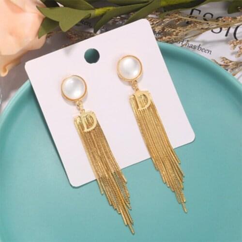 2020 New Arrival fashion long metal tassel Drop earrings Korean joker sweet lovely heart elegant Women earrings
