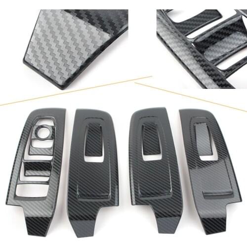 4Pcs/Set Car Interior Window Lift Switch Panel Trim Decor For Subaru 2019 2020 Forester Carbon Fiber Style Car Accessories RHD