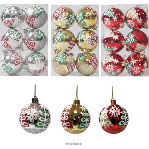 6Pcs Set Hangable Design Christmas Tree Decoration Ball Ornaments for Christmas Tree Decoration Multicolor Decorations wholesale