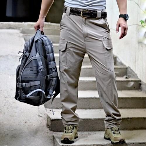 Summer Outdoor Fishing Hiking Sport Quick Dry Pant Military Training Tactical Pants Mens Thin Breathable Multi-pocket Trousers