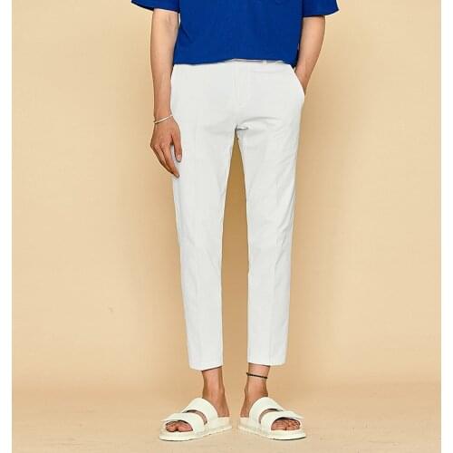 High end business mens casual pants summer new solid color casual loose straight thin large pants trendy men