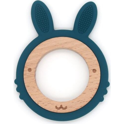 Baby Teether Wooden Toys Beech Silicone Teething Ring Nature Montessori Toy Beech Wood Rings Bracelet Infant Molar Goods Newborn