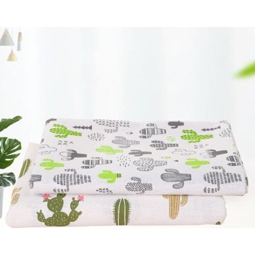 DIY 1pcs/lots 50x145cm Cactus Pattern Cotton and Linen Hand-embroidered Table cloth Fabric Bundle Sewing Quilting Crafts