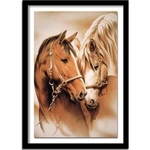 DIY Two horses 5D needlework diamond full square home decor diamond embroidery crafts diamond painting cross stitch