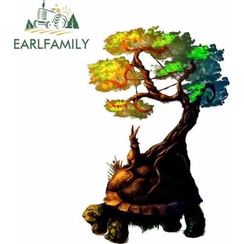 EARLFAMILY 13cm x 8.8cm Vinyl Car Wrap Decal for Tortoise And The Hare Funny Car Stickers Auto Trunk Windows Car Door Protector