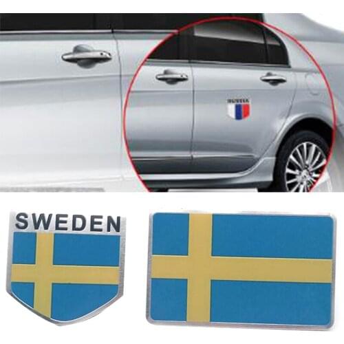 1Pc Sweden Flag Logo Emblem Alloy Badge Car Motorcycle Decor Stickers Cars Body Window Bumper Door