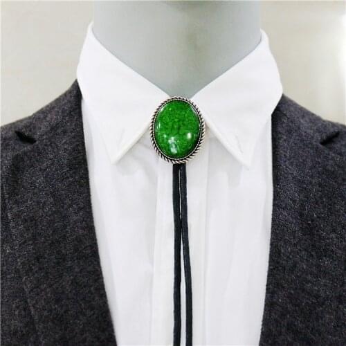 Collar Rope Vintage Green Bolo Tie Mens Gem Bow tie Ties For Men Necklace accessories Wedding Necktie