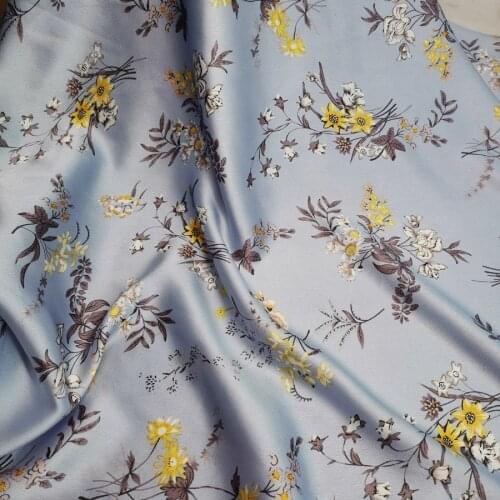 Glossy Flower Fashion Print Dress Material Dropping Scarf Shirt DIY Craft Fabric