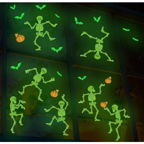 Halloween Fluorescence Wall Stickers Terrible Festival Decorative Boy Girl Room Decor Switch Creative Glow In The Dark Stickers