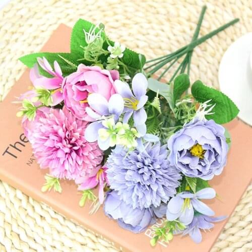 Peony Artificial Artificial Silk Flowers for Home Decoration Wedding Bouquet for Bride High Quality Fake Flower Faux Living Room