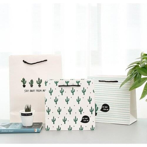 DL Small fresh cactus series hand-held package ,gift bag gift bag student supplies fashion cute