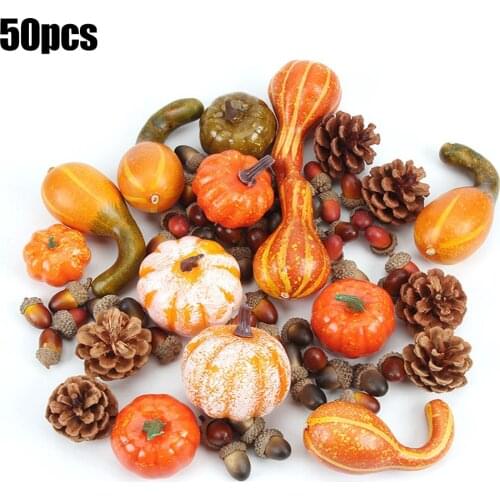 50Pcs Halloween Artificial Pumpkin Autumn Fall Wreath Decorations Mini For Home Party Pumpkin Halloween Decoration