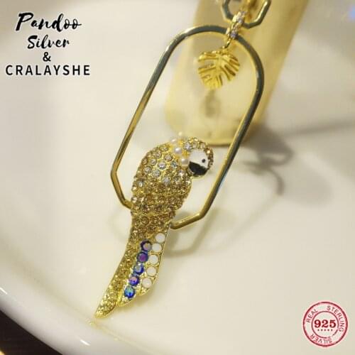 Trend S925 Sterling Silver Jewelry 1:1 Original Copy,TROPICAL Cuty Smart Parrot Adjustable Necklace Gift For Female With Logo