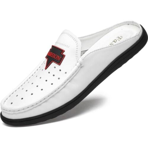 Mules Man Shoes Genuine Leather Man Footwear Casual Male Moccasin Big Size Mens Summer Shoes Spanking Men Slipper