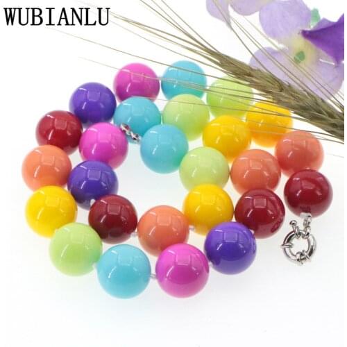 New Red Simulated-Coral Chains Necklace Women Rainbow Multicolor Round Beaded Collar Bosmian Girl Party Fine Or Fashion Jewelry