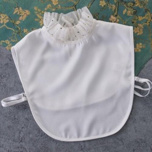 New Star Moon temperament shrink collar sweater Exaggerated Large Neck Necklace Blouse pearl organza bow accessories decorated