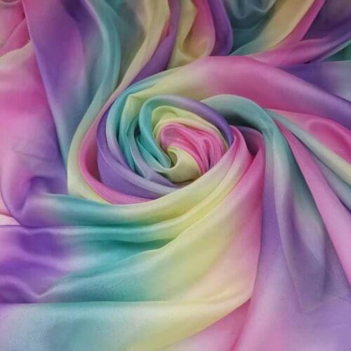 Rainbow Colorful Dancing Dress Chiffon Ombre Cosplay 30D Thin Scarf Skirt Material Gradient