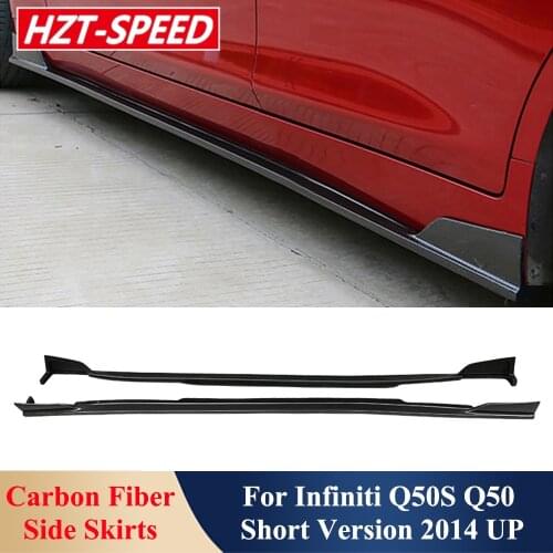 Real Carbon Fiber Car Side Skirts Lip Extensions Door Cover For Infiniti Q50S Q50 Short Version 2014 UP Exterior Part Decoration