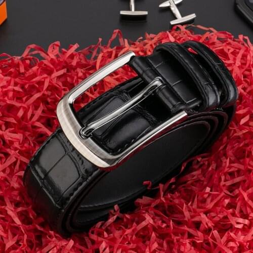 New Fashion Men Waist Belts Luxury Crocodile Pattern Belt Mens Belt Aviation Anti-scratch Classic Pin Buckle Male Belts 3.8cm